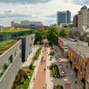 An overhead view of Liacouras Walk on Main Campus