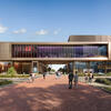 Rending of the exterior of the new Kimmel Pavilion for the Arts and Communication 